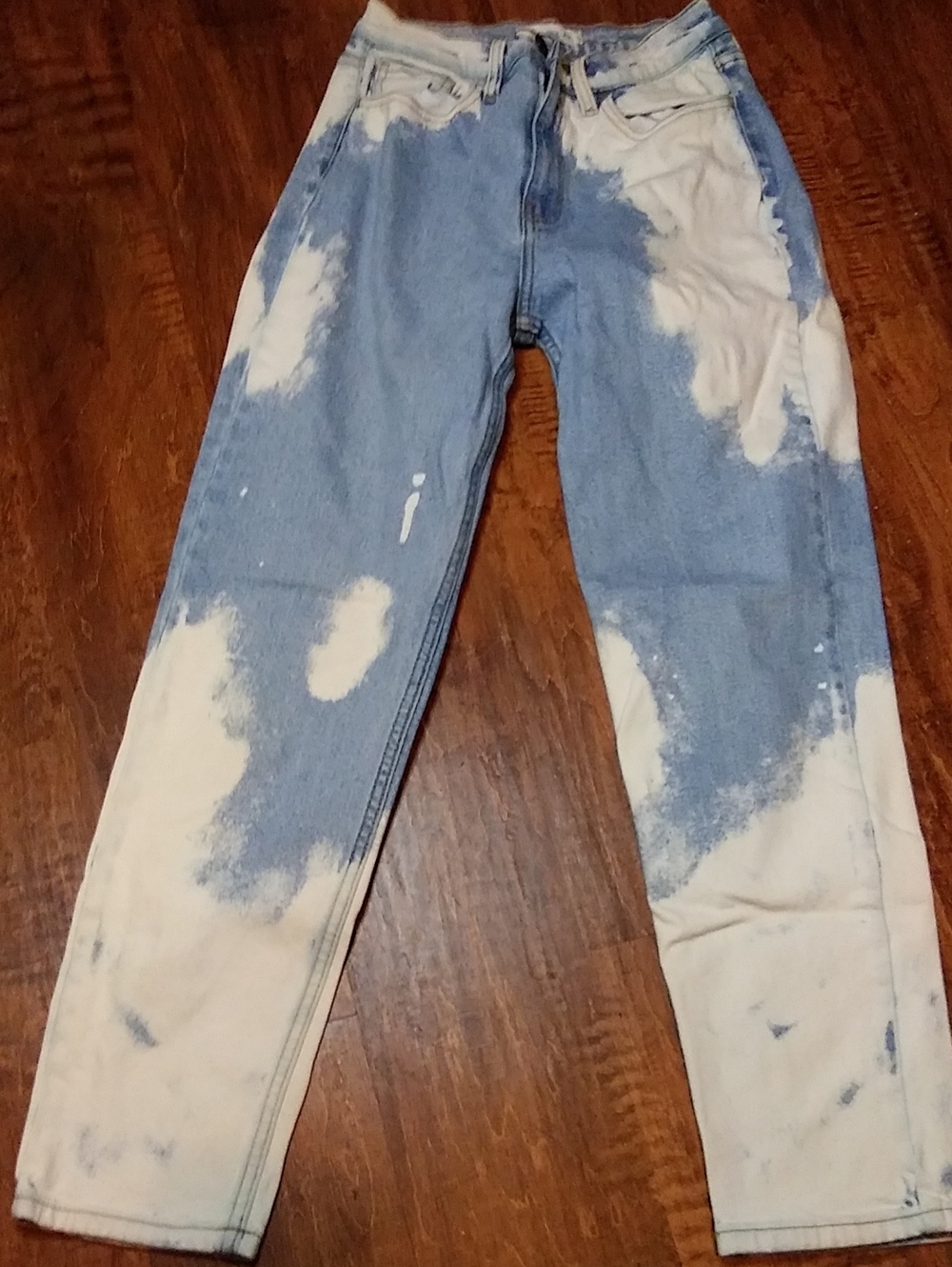 Cello Women's Slim Straight Bleached Denim Jeans - Light Blue and White